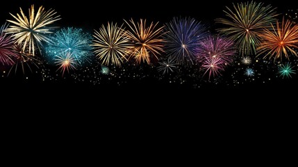 Vibrant Fireworks Display Against Black Background