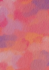 Abstract sweet pink, purple and orange grunge watercolor background on paper for decoration on romantic and Valentine day.