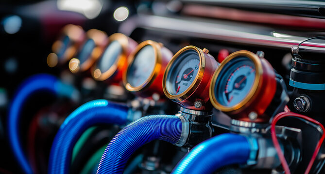 Auto mechanics use a manifold gauge to check refrigerant levels and refill air conditioner refrigerant.