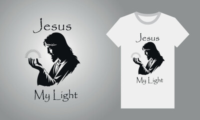 Christian Jesus T Shirt Design Vector, Bible Verse Custom Religious Typography T Shirt Design Concept Christmas Festival