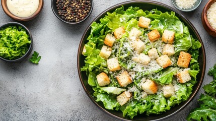 Fresh Caesar Salad with Croutons  Parmesan Cheese and Dressing