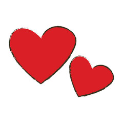 hand drawn cartoon illustration of two hearts