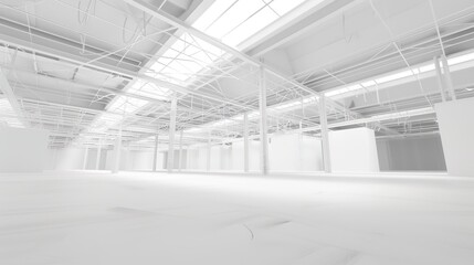 White Indoor Space Exhibition Hall Background - a spacious and elegant visual. The white indoor space of the exhibition hall creates a serene and stylish scene.