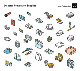 Illustration of a set of disaster prevention goods