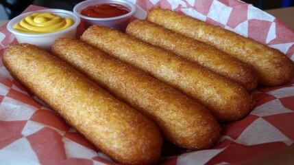Crispy Fried Cheese Sticks with Dipping Sauces