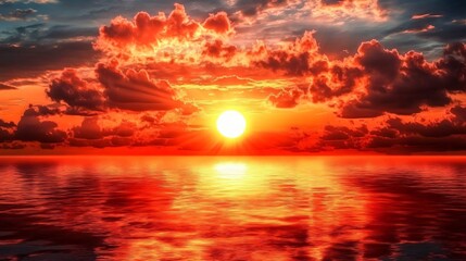 Dramatic Sunset Over the Ocean