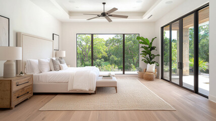 serene bedroom with natural light, promoting mindful sleep routine