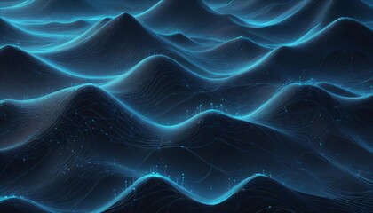 Fototapeta premium Glowing abstract blue background with electric patterns and wave-like textures