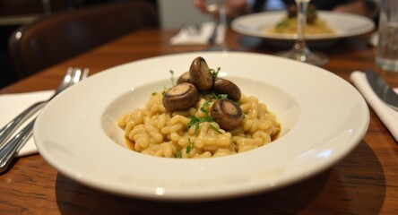 Delicious pasta dish with mushrooms