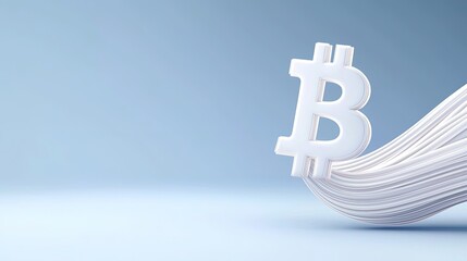 Abstract Representation of Cryptocurrency with Bitcoin Symbol and Flowing Lines