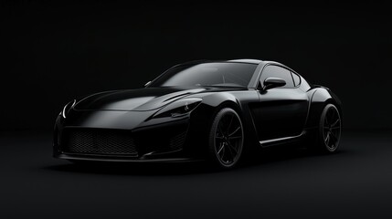 Obraz premium Sleek Black Sports Car in Dramatic Lighting on Dark Background