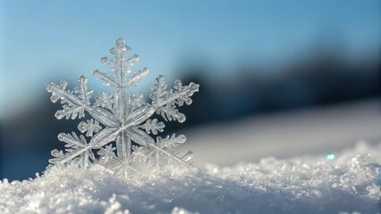 Delicate transparent ice crystal formation, crystal structure, winter scenery