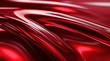 Captivating Red Fluid Abstract Background with Smooth Curves and Reflections