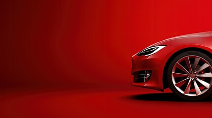 Sleek Red Sports Car on a Vibrant Red Background