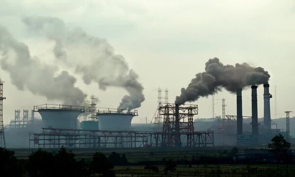 smoke in factory pollution concept