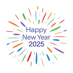 happy new year 2025. simple colorful new year design for social media post, app, website banner. transparent png and vector illustration.
