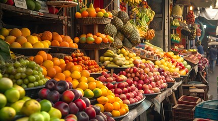 Obraz premium Fruits abound in the historic bazaar marketplace old small lane