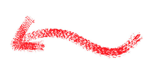 Hand drawn simple arrow drawn with wax crayon, chalk or charcoal. Uneven dry texture for underlining highlighting. Pencil drawn lines, strikethrough, grungy vector isolated on white