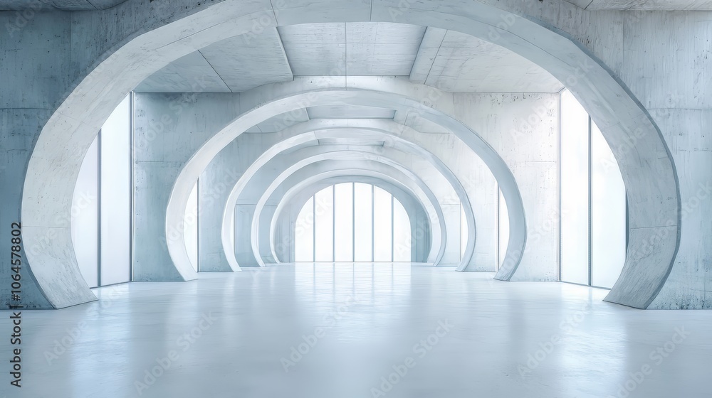Poster abstract modern architecture background, ultra-realistic 3d rendering of empty white open interior w