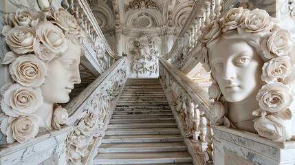 Glorious marble stairs daydream palace or granite white heads with floral decorations