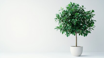 Tall Ficus Tree in Minimalist White Space