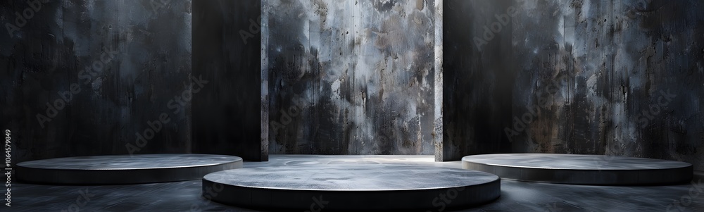 Poster empty abstract concrete room and lateral lights,3d rendering