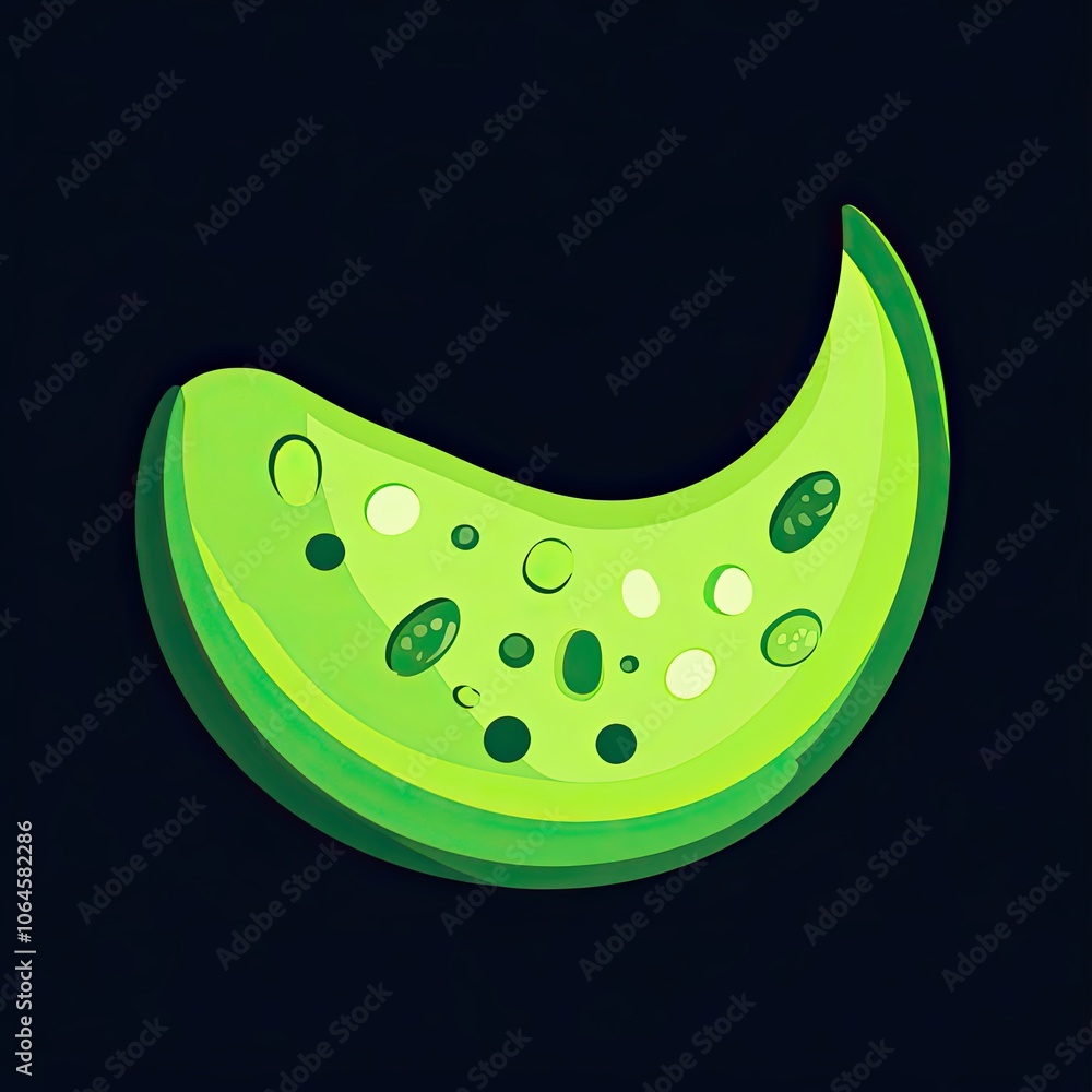 Poster abstract green crescent shape with circular patterns