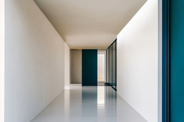 Fototapeta premium Modern minimalist interior design featuring open space and natural light in a contemporary building