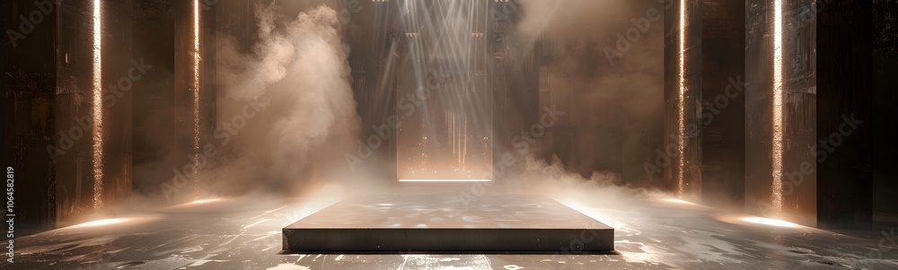 Poster empty abstract concrete room and lateral lights,3d rendering