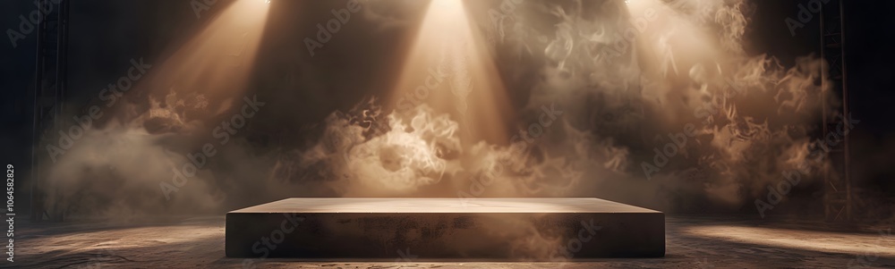 Poster empty abstract concrete room and lateral lights,3d rendering
