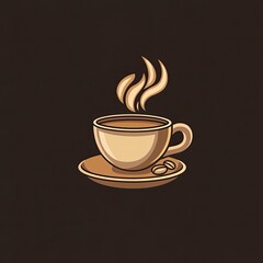 Obraz premium A steaming cup of coffee with a saucer and coffee beans