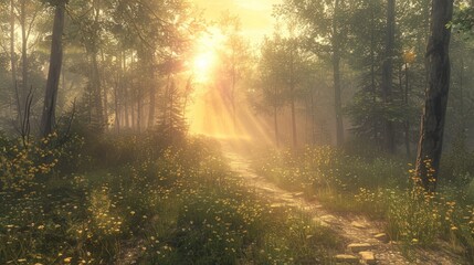 Obraz premium Sunlit Forest Path