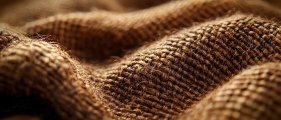 A close-up view of textured brown fabric showcasing its woven pattern and depth.
