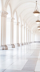 Fototapeta premium Elegant archway corridor featuring soft lighting and marble flooring in a serene setting