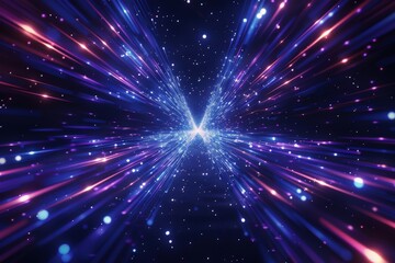 Obraz premium Abstract Cosmic Butterfly with Glowing Lines and Particles