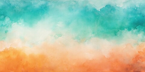 Close-up watercolor background featuring pastel, dynamic tangerine, and teal colors fusion