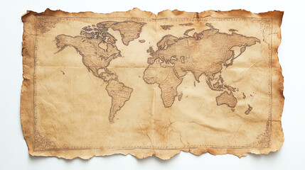 Fototapeta premium Ancient world map with detailed continents, with copy space