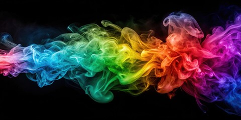 Colorful smoke on white background with a panoramic view