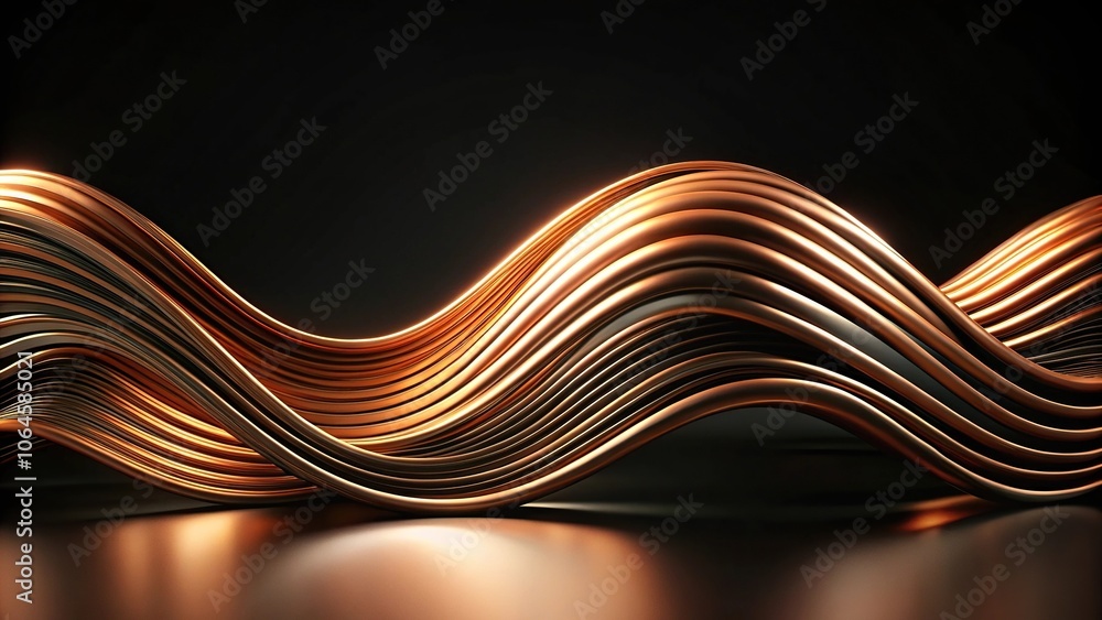 Poster copper wave pattern on black background