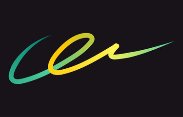 Neon Color Gradient squiggle lines. Scribble stripe with wavy elements. Abstract organic dynamic colorful Shapes on dark background.