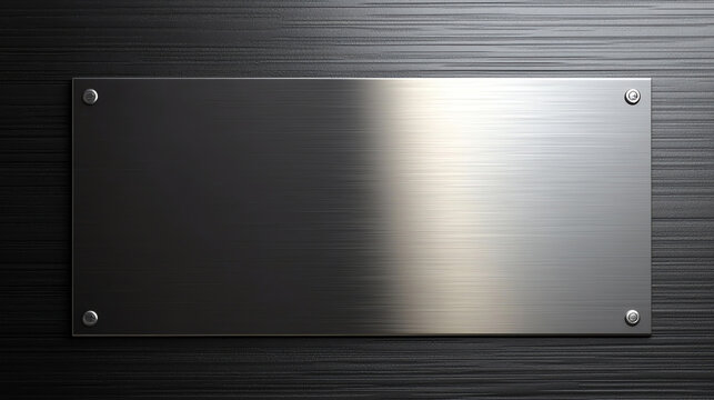 Dark metal plaque on black surface, dramatic style