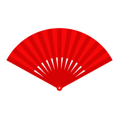 Red Chinese hand fan isolated on white background. Folding fan. Vector illustration. Chinese new year © ADES-VECTOR