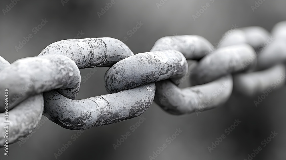 Poster diagonal metal chain representing blockchain technology concept