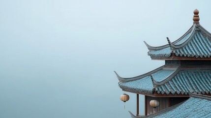 Obraz premium Chinese Pagoda in the Fog.