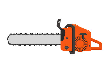 Vector illustration of chainsaw isolated on white background. Lumberjack tool. Woodcutter saw. Wood forester cutter
