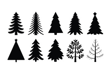 Obraz premium christmas tree silhouette vector boundle