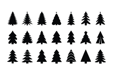 Obraz premium christmas tree silhouette vector boundle