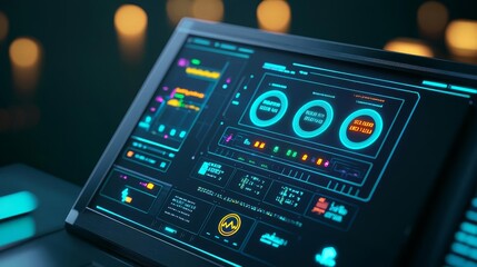 Server unit with active LED indicators, sharp focus on front panel, soft blue gradient lighting, darkened background, illustrating modern, high-tech data solutions