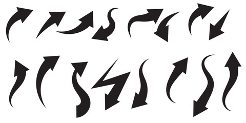 Curved arrow icon vector. Arrow pointer icon sign symbol in trendy flat style. Arrow left right vector icon illustration isolated on white and black background