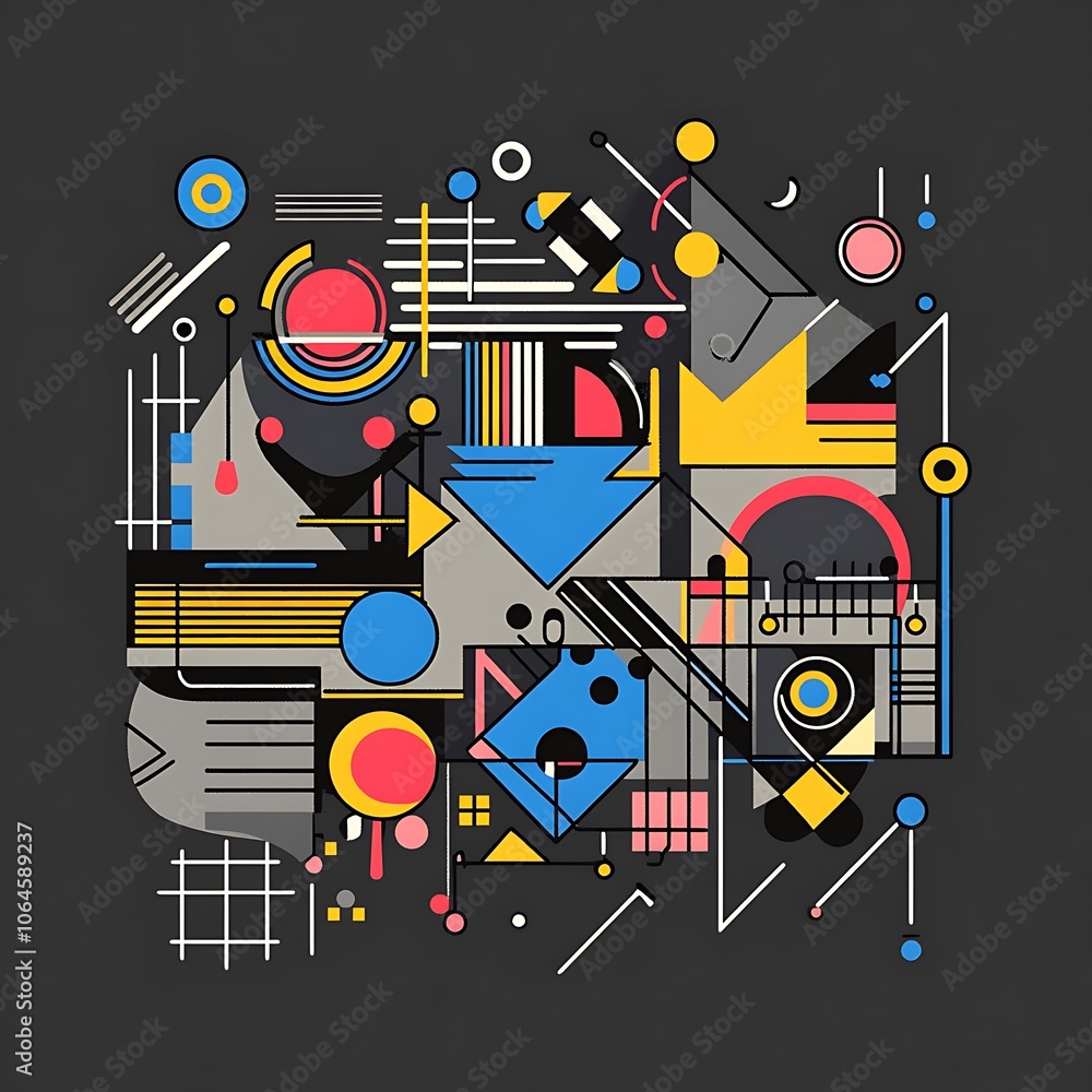 Poster trendy abstract design with neon patterns